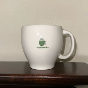 Starbucks Abbey White Green Barista Series Round Medium Ceramic Mug